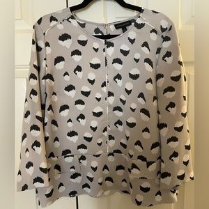Banana Republic Gray Pattern Peplum Blouse - Size Large